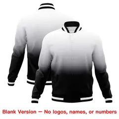 Black White Gradient Varsity Full-Snap Letterman Jacket 7