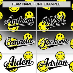Black White Graffiti Gradient Smile Baseball Jersey 3