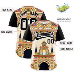 Black White Graffiti Mexican Style Baseball Jersey 3