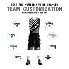 Black White Graffiti Pattern Bar Element Basketball Jersey 4