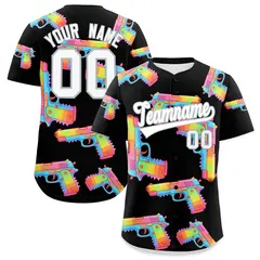 Black White Graffiti Pattern Baseball Jersey 1
