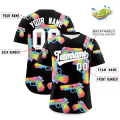 Black White Graffiti Pattern Baseball Jersey 2
