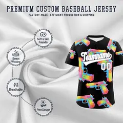 Black White Graffiti Pattern Baseball Jersey 3