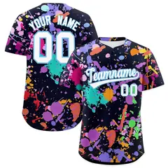 Black White Graffiti Splashes Pattern Baseball Jersey