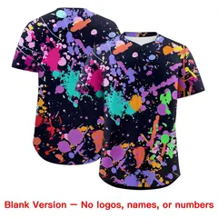 Black White Graffiti Splashes Pattern Baseball Jersey 7