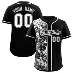Black White Graffiti Split Raglan Sleeve Baseball Jersey