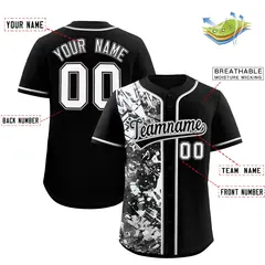 Black White Graffiti Split Raglan Sleeve Baseball Jersey 2