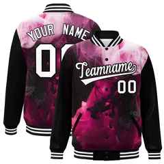 Black White Graffiti Tie Dye Varsity Letterman Jacket 1