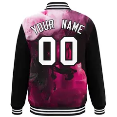 Black White Graffiti Tie Dye Varsity Letterman Jacket 4
