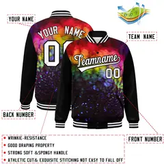 Black White Graffiti Tie Dye Varsity Letterman Jacket 2