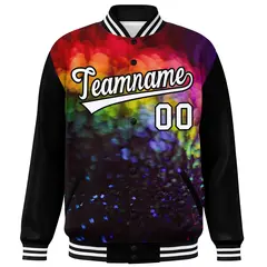 Black White Graffiti Tie Dye Varsity Letterman Jacket 3