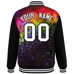 Black White Graffiti Tie Dye Varsity Letterman Jacket 4
