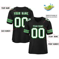 Black White-Grass Green Classic Style Mesh Football Jersey 2
