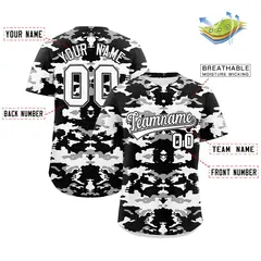 Black White Gray Camo Authentic Baseball Jersey 2