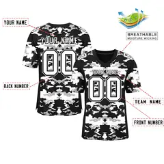 Black White-Gray Camo Authentic Football Jersey 2
