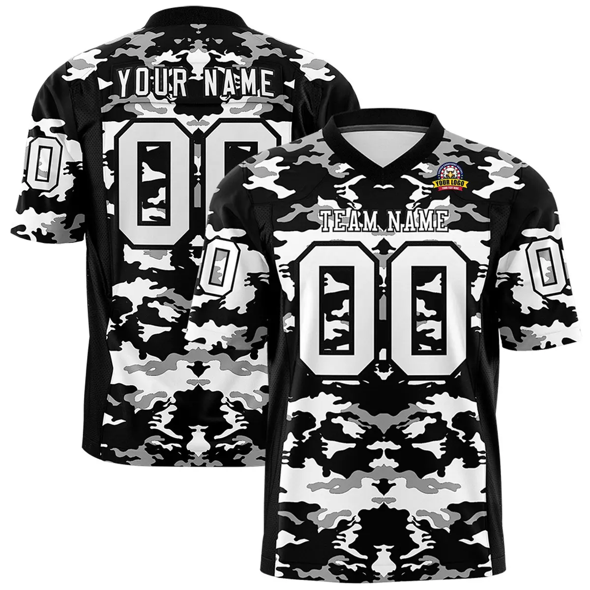 Black White-Gray Camo Authentic Football Jersey