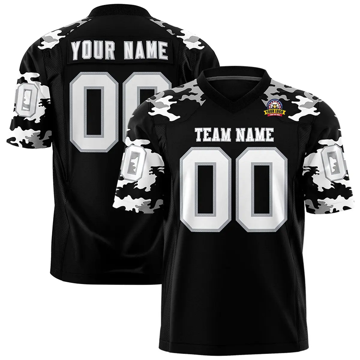 Black White-Gray Camo Authentic Football Jersey