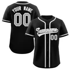 Black White Gray Classic Authentic Baseball Jersey 1