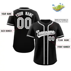 Black White Gray Classic Authentic Baseball Jersey 2