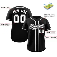 Black White Gray Classic Authentic Baseball Jersey 2