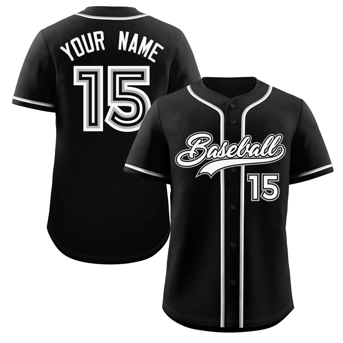 Black White Gray Classic Authentic Baseball Jersey