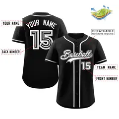 Black White Gray Classic Authentic Baseball Jersey 2