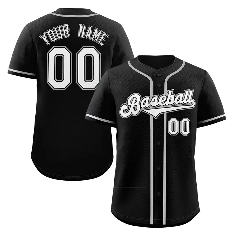 Black White Gray Classic Authentic Baseball Jersey