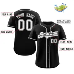 Black White Gray Classic Authentic Baseball Jersey 2