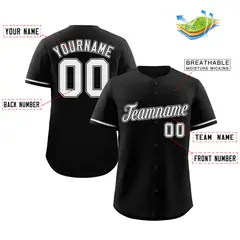 Black White Gray Classic Authentic Baseball Jersey 2
