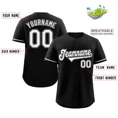 Black White Gray Classic Authentic Baseball Jersey 2