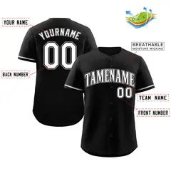 Black White Gray Classic Authentic Baseball Jersey 2