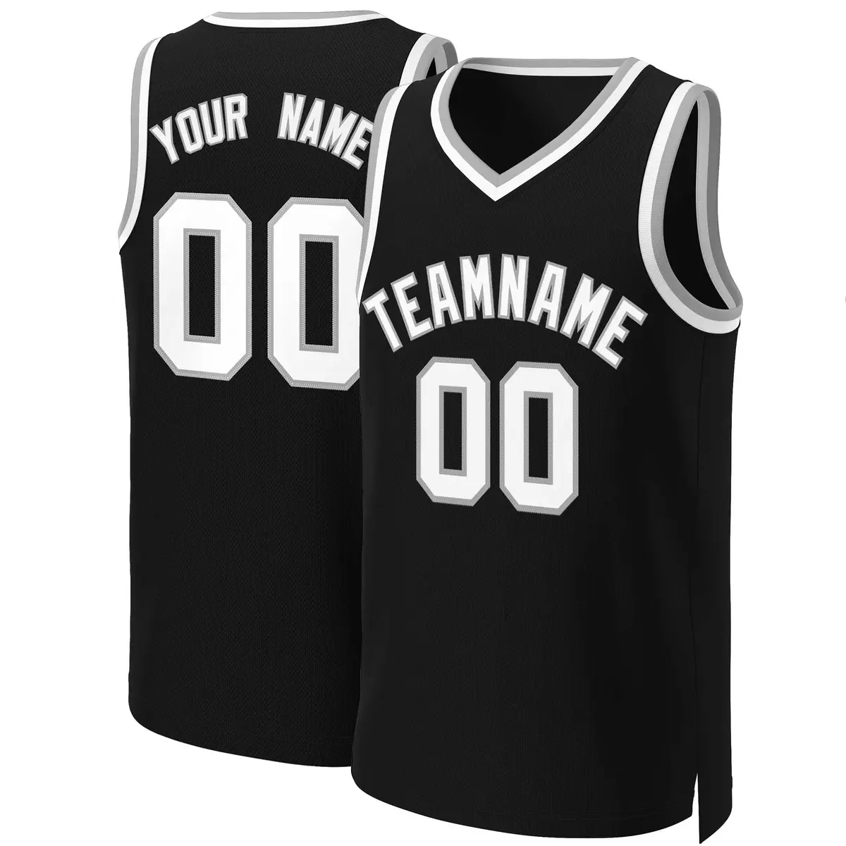 Black White-Gray Classic Basketball Jersey