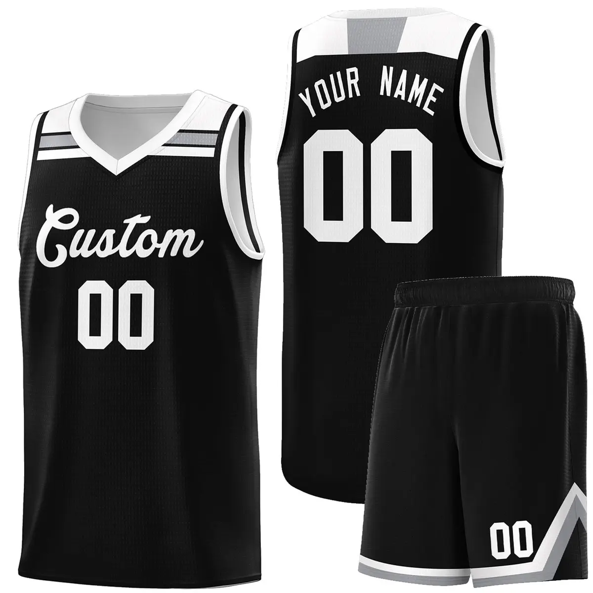 Black White-Gray Classic Basketball Uniform Jersey