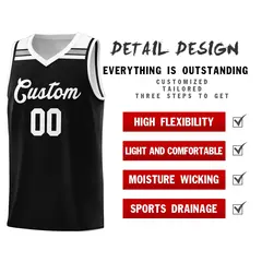 Black White-Gray Classic Basketball Uniform Jersey 4