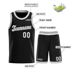 Black White-Gray Classic Basketball Uniform Jersey 3
