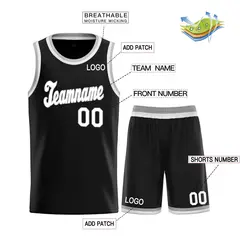 Black White-Gray Classic Basketball Uniform Jersey 3