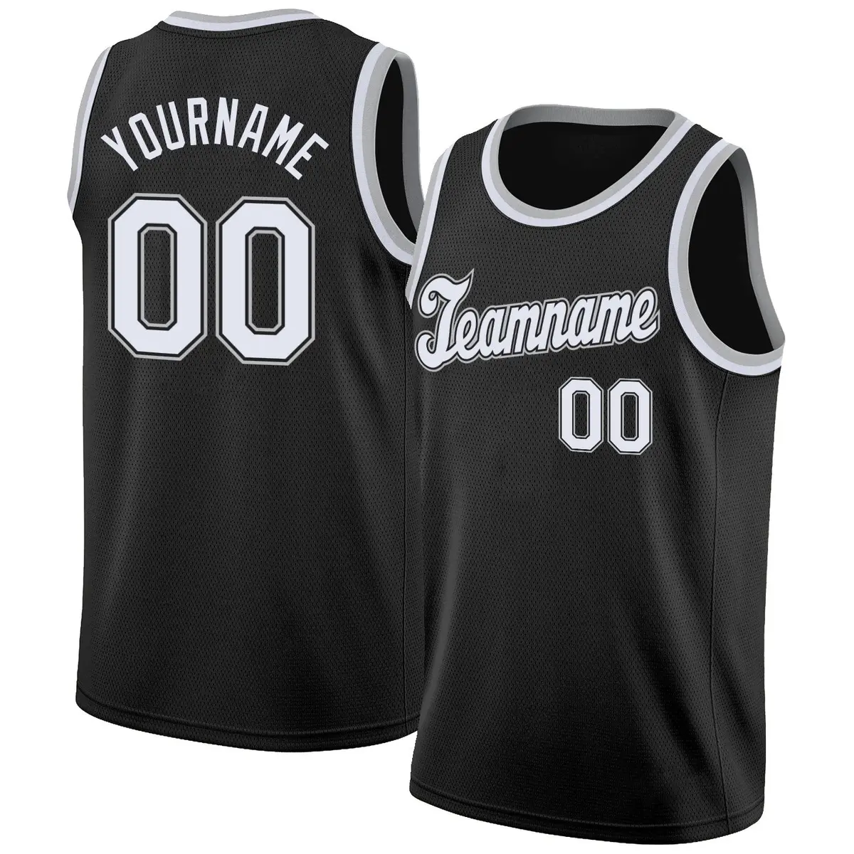 Black White-Gray Classic Breathable Basketball Jersey