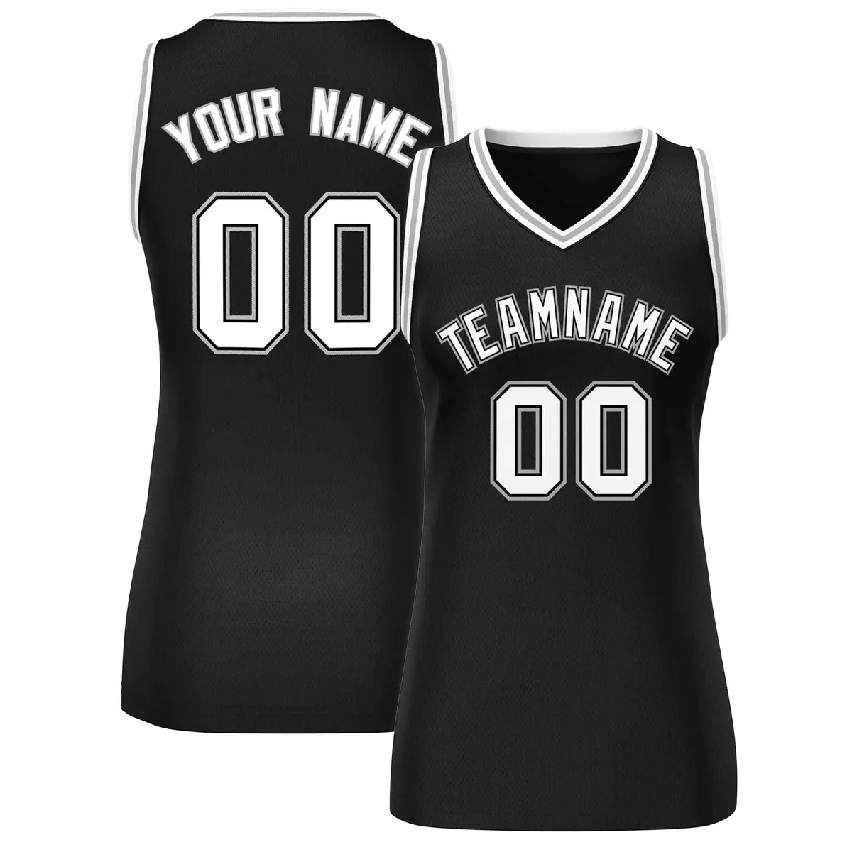 Black White-Gray Classic Mesh Basketball Jersey for Women