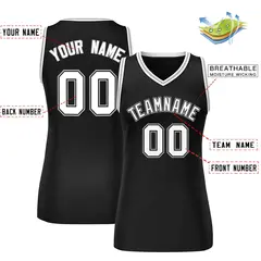 Black White-Gray Classic Mesh Basketball Jersey for Women 2