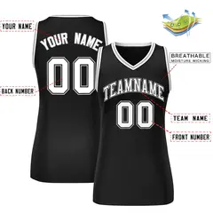 Black White-Gray Classic Mesh Basketball Jersey for Women 2