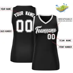 Black White-Gray Classic Mesh Basketball Jersey for Women 2