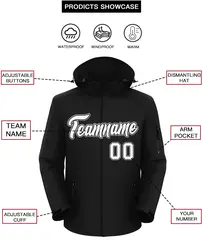 Black White-Gray Classic Style Waterproof Jacket 2