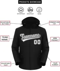 Black White-Gray Classic Style Waterproof Jacket 2
