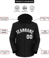 Black White-Gray Classic Style Waterproof Jacket 2