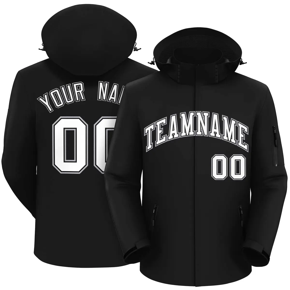 Black White-Gray Classic Style Waterproof Jacket