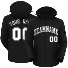 Black White-Gray Classic Style Waterproof Jacket 1