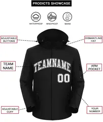 Black White-Gray Classic Style Waterproof Jacket 2