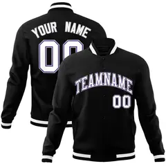 Black White Gray Classic Varsity Full-Snap Letterman Jacket 1
