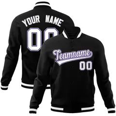 Black White Gray Classic Varsity Full-Snap Letterman Jacket 1
