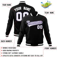 Black White Gray Classic Varsity Full-Snap Letterman Jacket 4